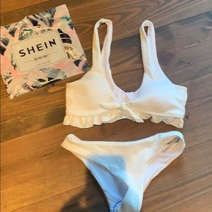 White rubbed bikini swimsuit